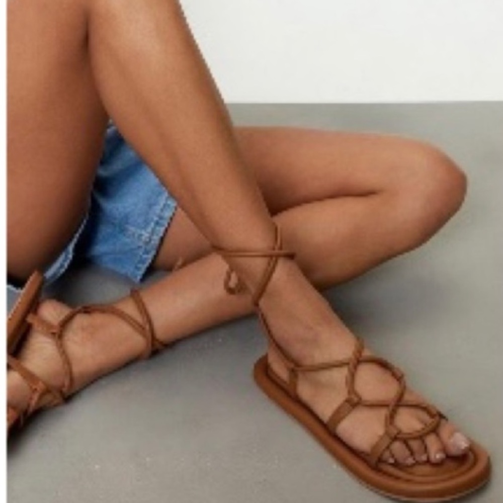 B.O.G. Collective Brown Lace Up Tie Sandal